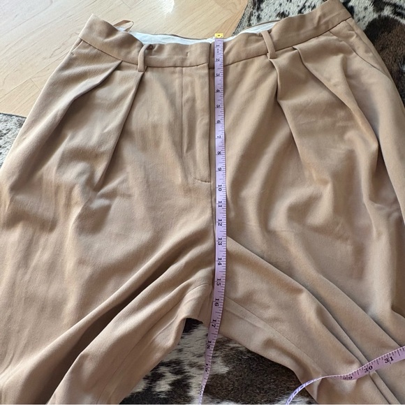STAUD Luisa Pleated Front Trouser Pants Tan Wide Leg‎ Size 14 - Picture 8 of 9